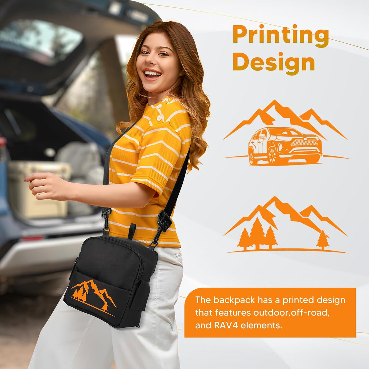 Powerty Trunk Organizer for Toyota RAV4 2019-2025, RAV4 Cargo Organizer, Cargo Storage Bag for 2019-2025 Toyota RAV4 Accessories Orange