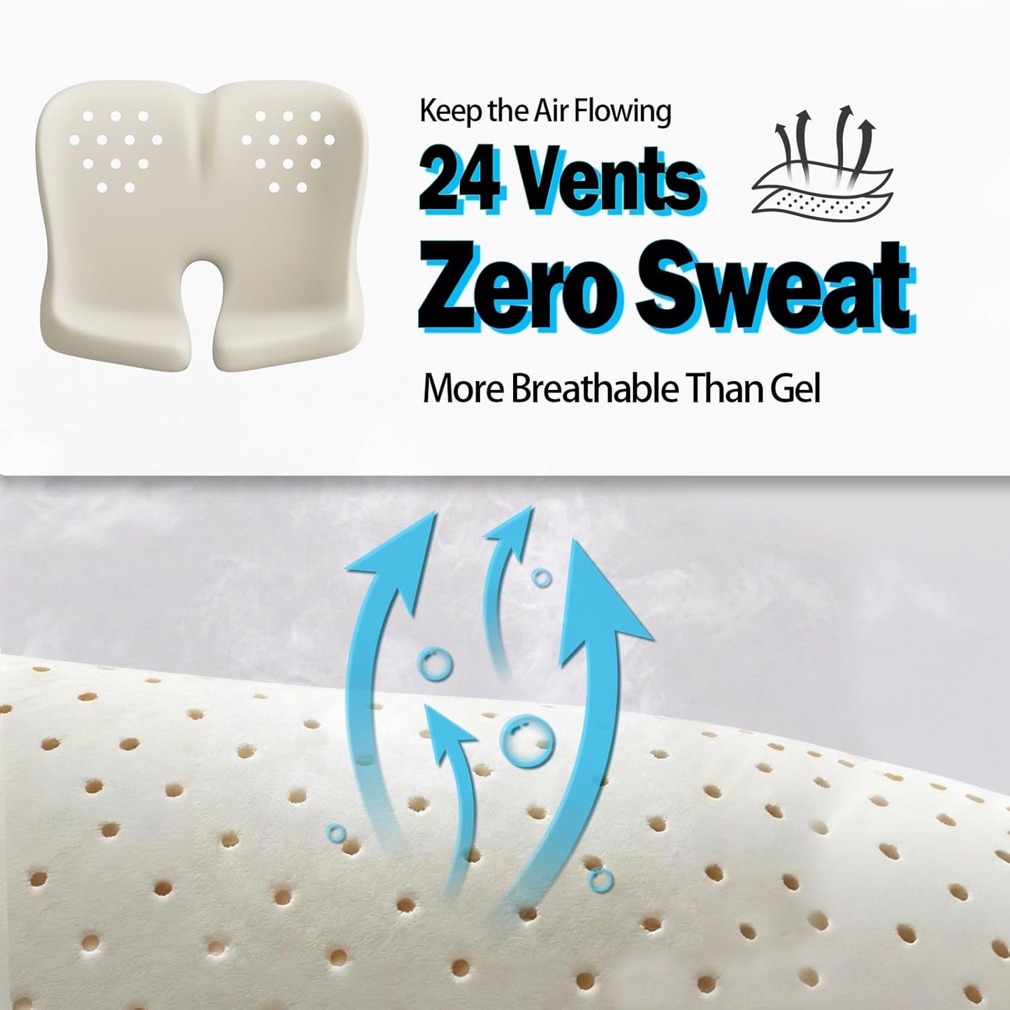 Extra Large Seat Cushion for Sciatica & Tailbone Pain – Pressure Relief Coccyx Cushion for Office Chair, Car Seat, Wheelchair, and Long Sitting – Sciatica Pain Relief Pillow