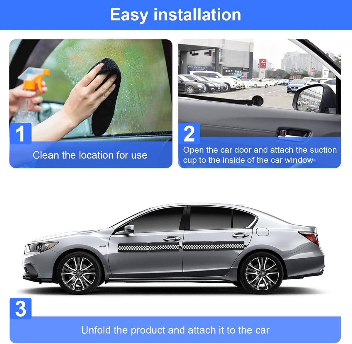 Hivexagon Magnetic Car Door Dent Protector - PU Leather Removable Soft Cushion Protector for Non-Aluminum Cars Doors, Prevents Dents and Scratches for Vehicles (Black)-2PACK