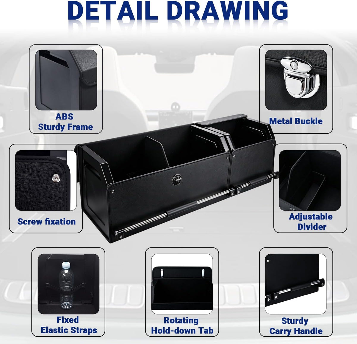 Trunk Organizer for SUV Leather Car Storage Trunk Organizer