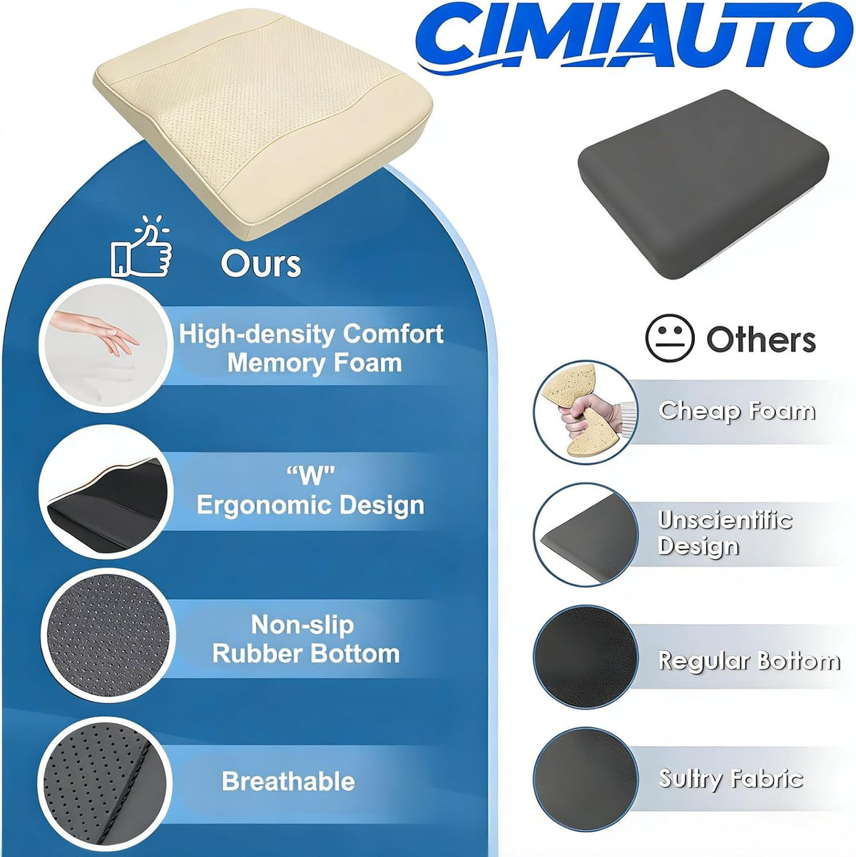 Comfort Memory Foam Car Seat Cushions For Driving,Beige Booster Cushion Pad