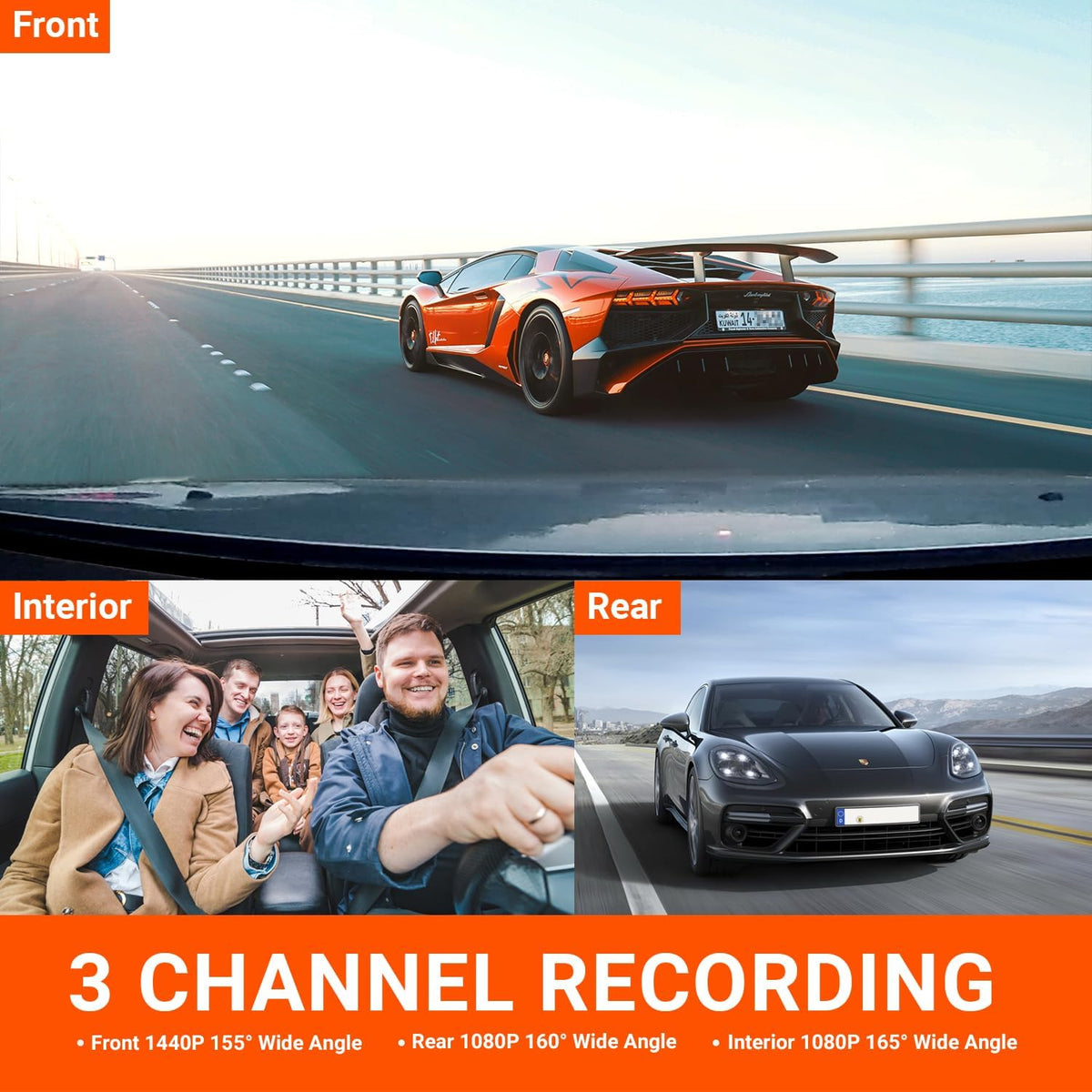 VANTRUE N4 3 Channel Dash Cam Front Inside Rear