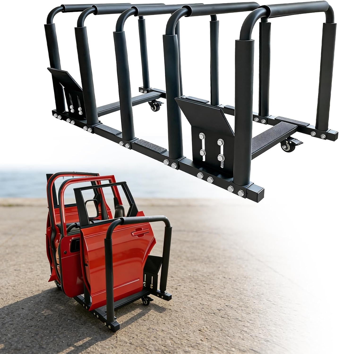 Sliding Movable Stand Bracket Door Cart for 1987-2024 Jeep Wrangler TJ JK JL Gladiator JT | 2021-2024 Ford Bronco 2/4 Door