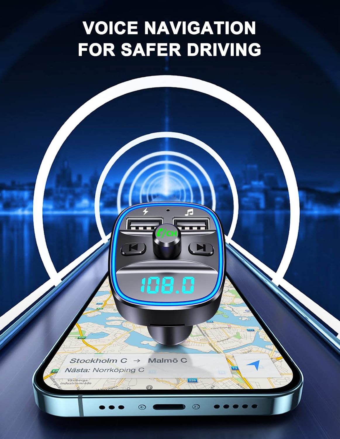 COMSOON FM Transmitter Bluetooth Car Adapter MP3 Player