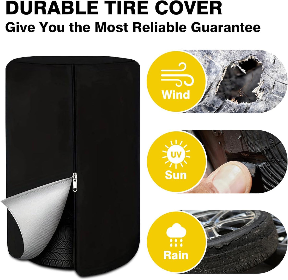 Tire Covers for Storage, WITSTEP Large Seasonal Tire Storage Cover Waterproof Outdoor Winter Tire Bags with Handy Storage Bag, Weather Proof Tire Stack Cover (Holding 4 Tires Up, Diameter 28")