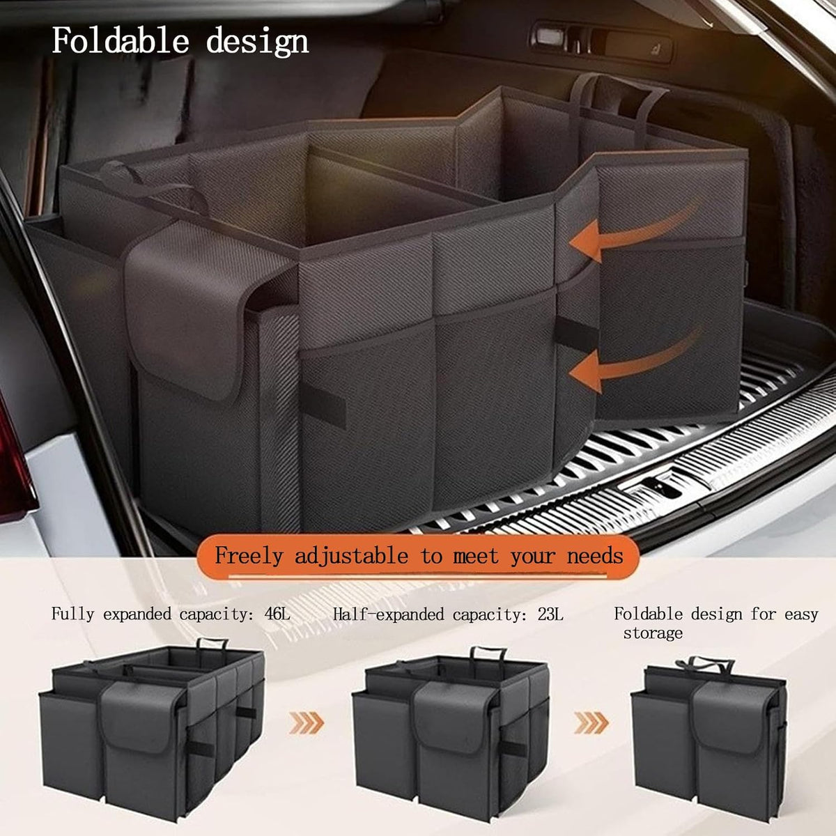 Advanced car seat storage bag is suitable for children and adults. The front and rear seat storage bags are foldable and adjustable. (black gray)