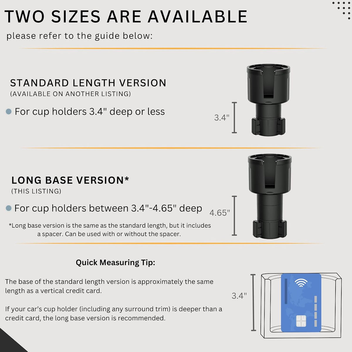 Swigzy Car Cup Holder Expander, Long Base Adapter Extender Bottle Insert