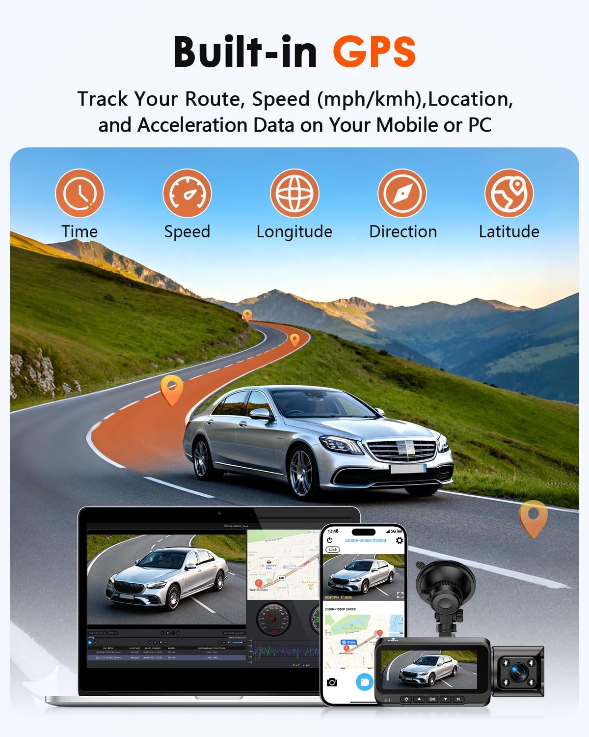 3 Channel Dash Cam, Dash Cam Front Rear Inside, Car Camera for Rideshare