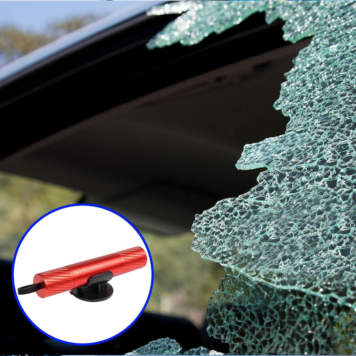 5Pcs Safety Hammer Emergency Car Escape Tool, Window Breaker Seatbelt Cutter with Base, Glass Breaker Under Water Auto Rescue Tool 2 in 1 for Every Driver
