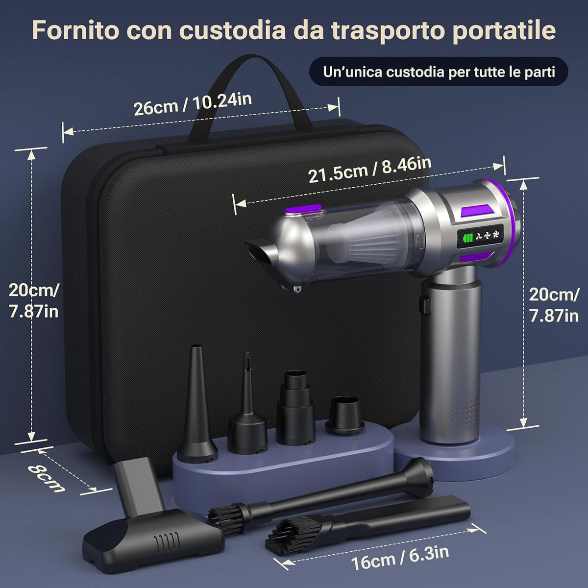 Yomile Mini Vacuum Cleaner, 2 in 1 27000PA Brushless Car Vacuum Air Duster 9000mAh Battery Air Blower Handheld Vacuum for Car,Office and Home