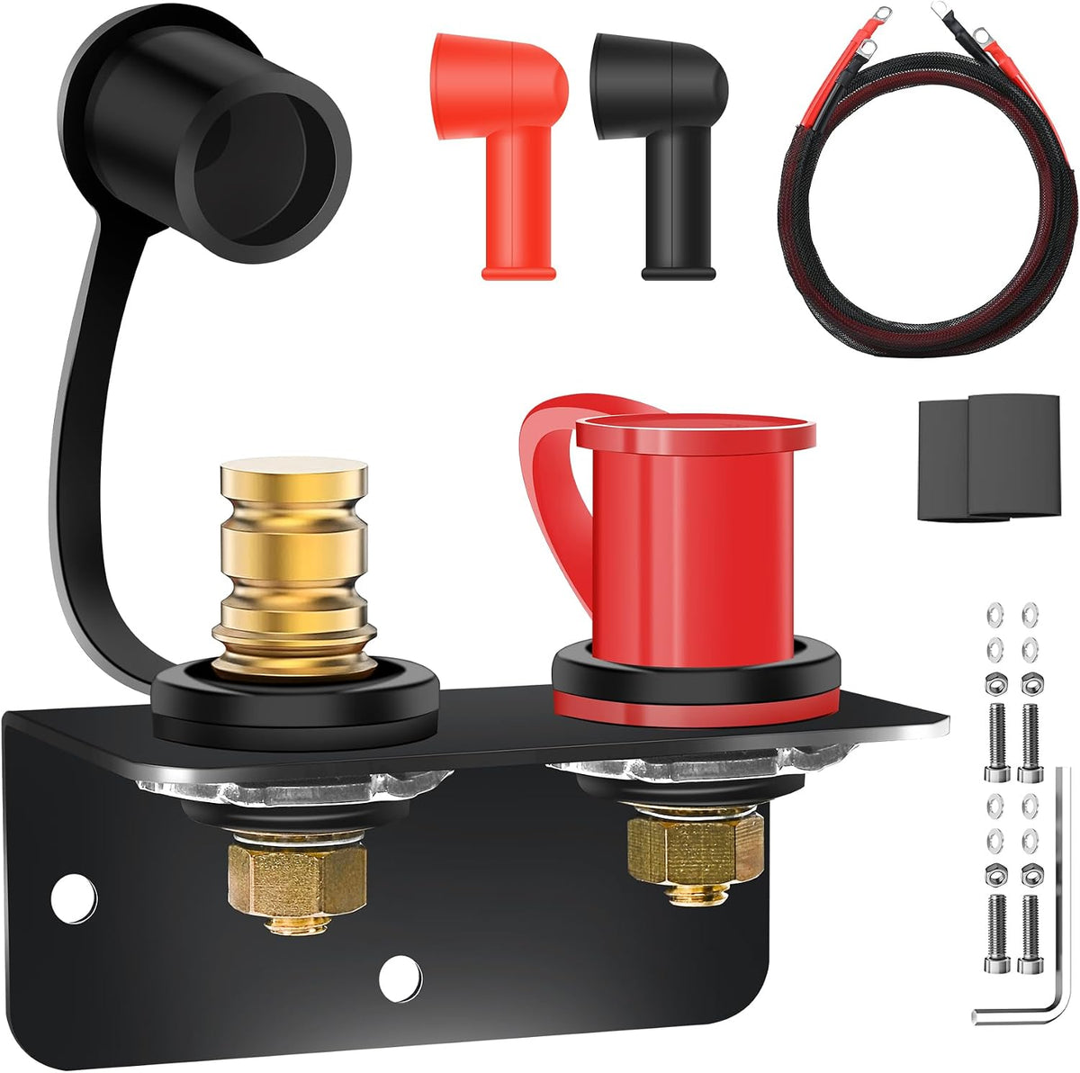 Battery Relocation Kit, Battery Jump Post Kit Heavy Duty Remote Battery Terminals Charging Post with Bracket Cable Compatible with UTV ATV Car Trucks RV Tractor Boat