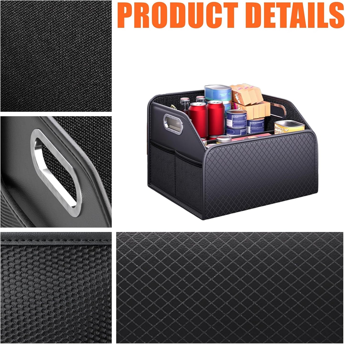 Car Trunk Organizer and Car Storage,Collapsible Multi-Compartment Car Organizers, Waterproof Foldable Luggage Bag with 4 Pockets，Suitable for Any Car