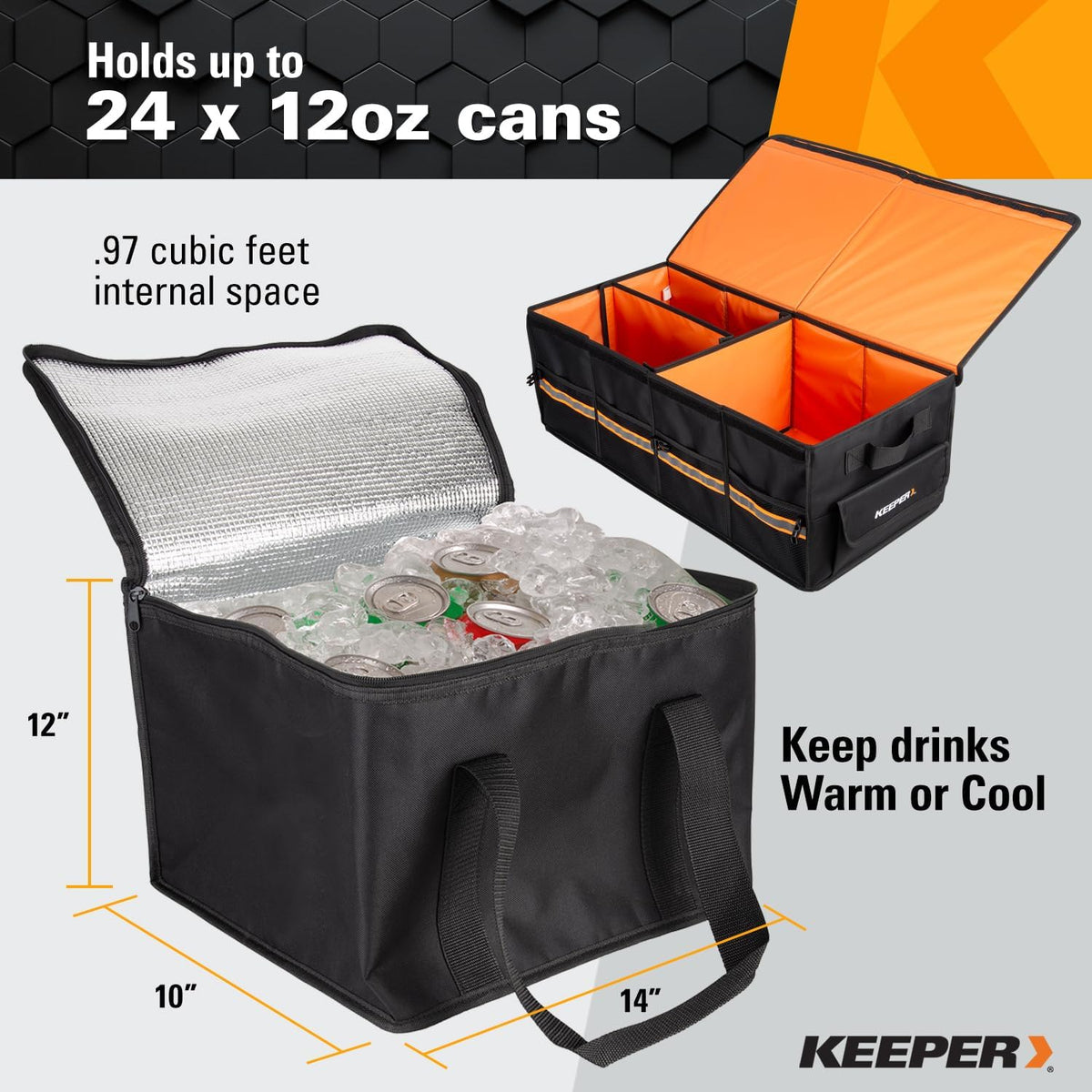 KEEPER 70L Extra Large Trunk Organizer with Cooler for SUV, Car & Minivan