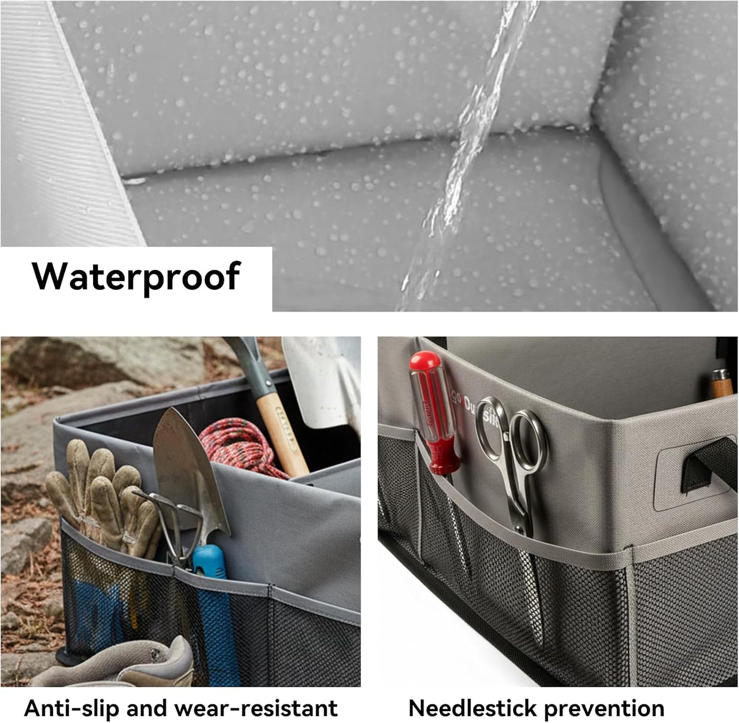 HiMagics Collapsible Waterproof Car Trunk Organizer, Soft PVC Storage Bin with Rugged PVC-Coated Fabric for SUV & Truck (Stone Gray, PLUS)