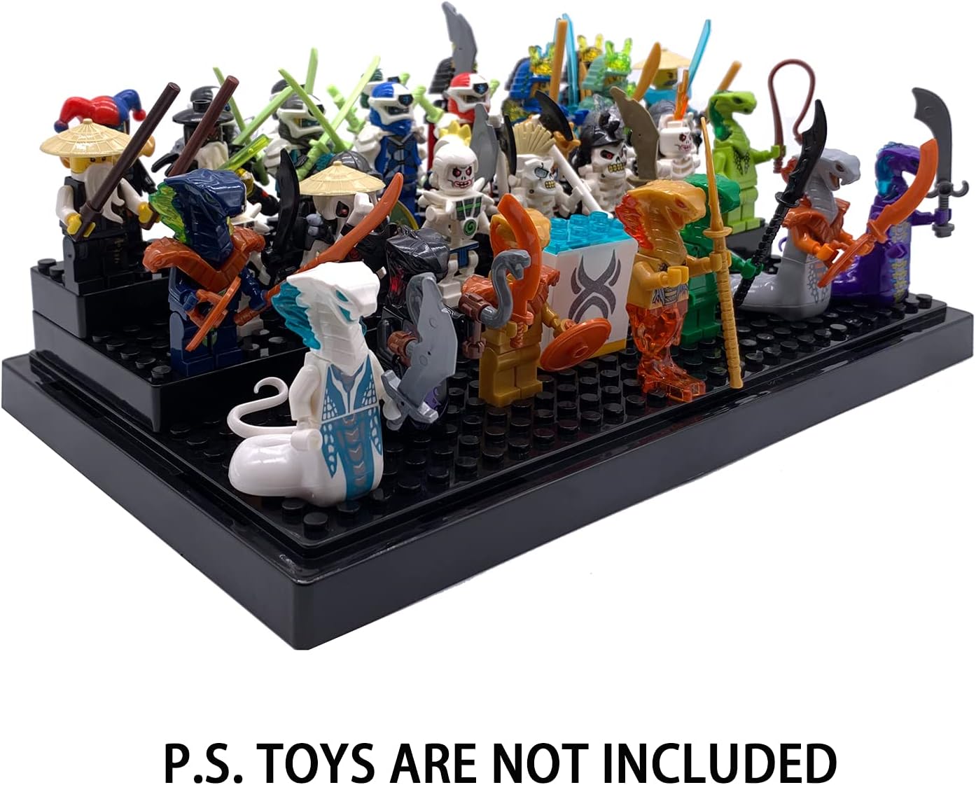 Minifigure Display Case for LEGO, 3-Tier Acrylic Dustproof, Black | Acrylic, Dustproof, 3 Removable Tiered Steps, Holds 35 Minifigures, Stackable, Desk Display, Gift for Collectors, Black