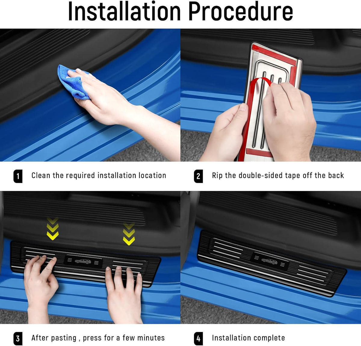 4PCS Door Sill Protector for Honda 2023-2025 2026 Pilot Accessories Black Brushed Stainless Steel Front and Rear Door Car Pedal Kick Guards Protection