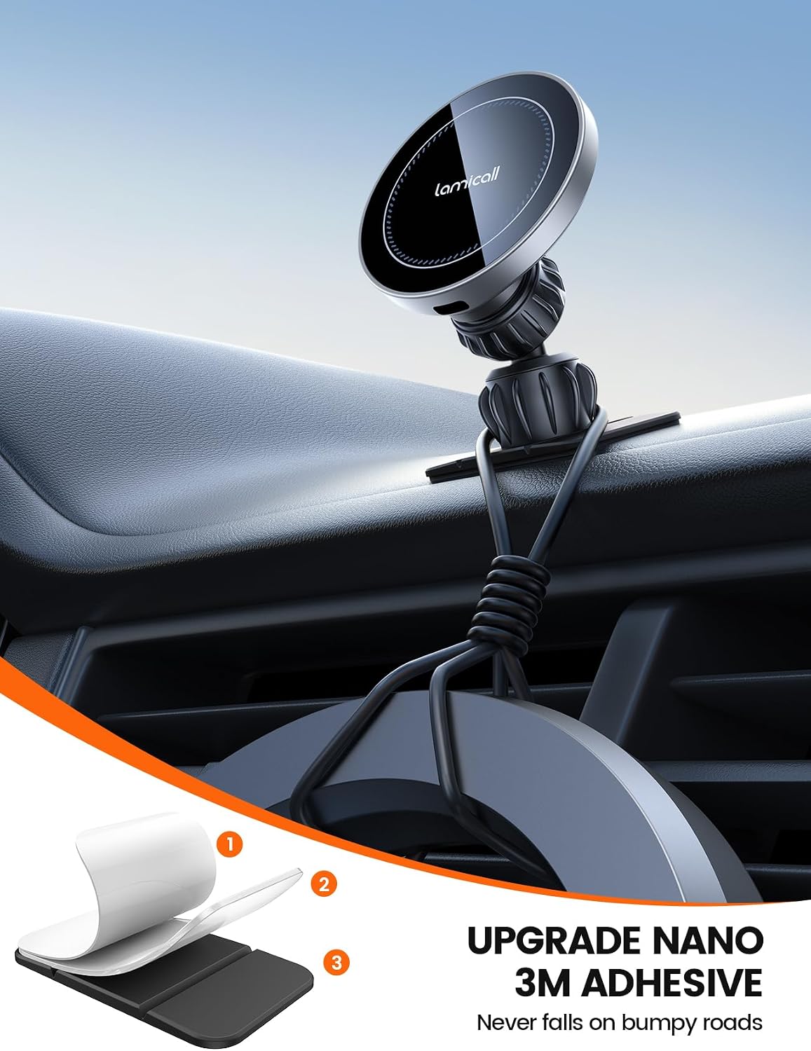 Lamicall 15W for MagSafe Car Mount Charger Vent Dashboard 360° for iPhone