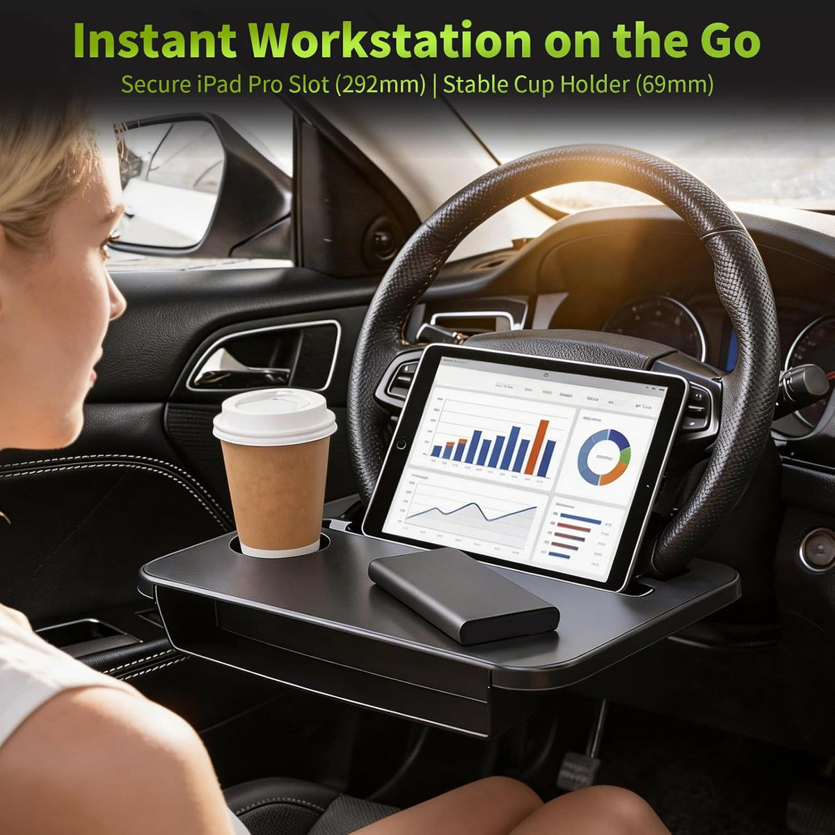 2-in-1 Steering Wheel Tray & Seat Gap Organizer