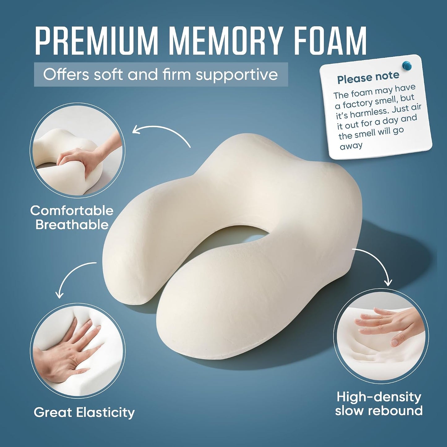 SkytraxComf® Travel Neck Pillow with Hood for Privacy on Long Flights | Memory Foam | Airplane Sleep | Safety-Tested Materials | Extra Large Hood | Chin Support | Earplugs | Washable Cover