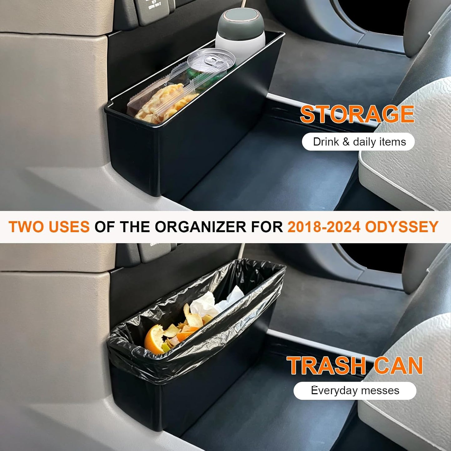 Center Console Trash Can Compatible with 2018-2024 Honda Odyssey Accessories Car Trash Garbage Bin/Items Organizer Keep Clean Durable ABS Plastic