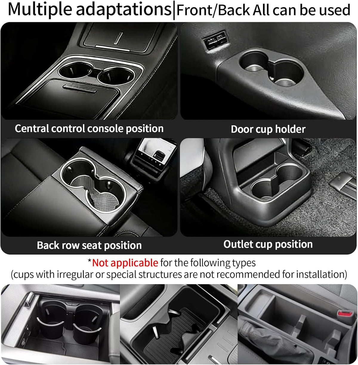 Car Tray and Cup Holders, 360° Rotating Car Desk for Laptop, Steering Wheel Tray, Car Food Tray Table for Eating, Automatic Center Console Cup Holder Universal Fit (Car Tray-Black)