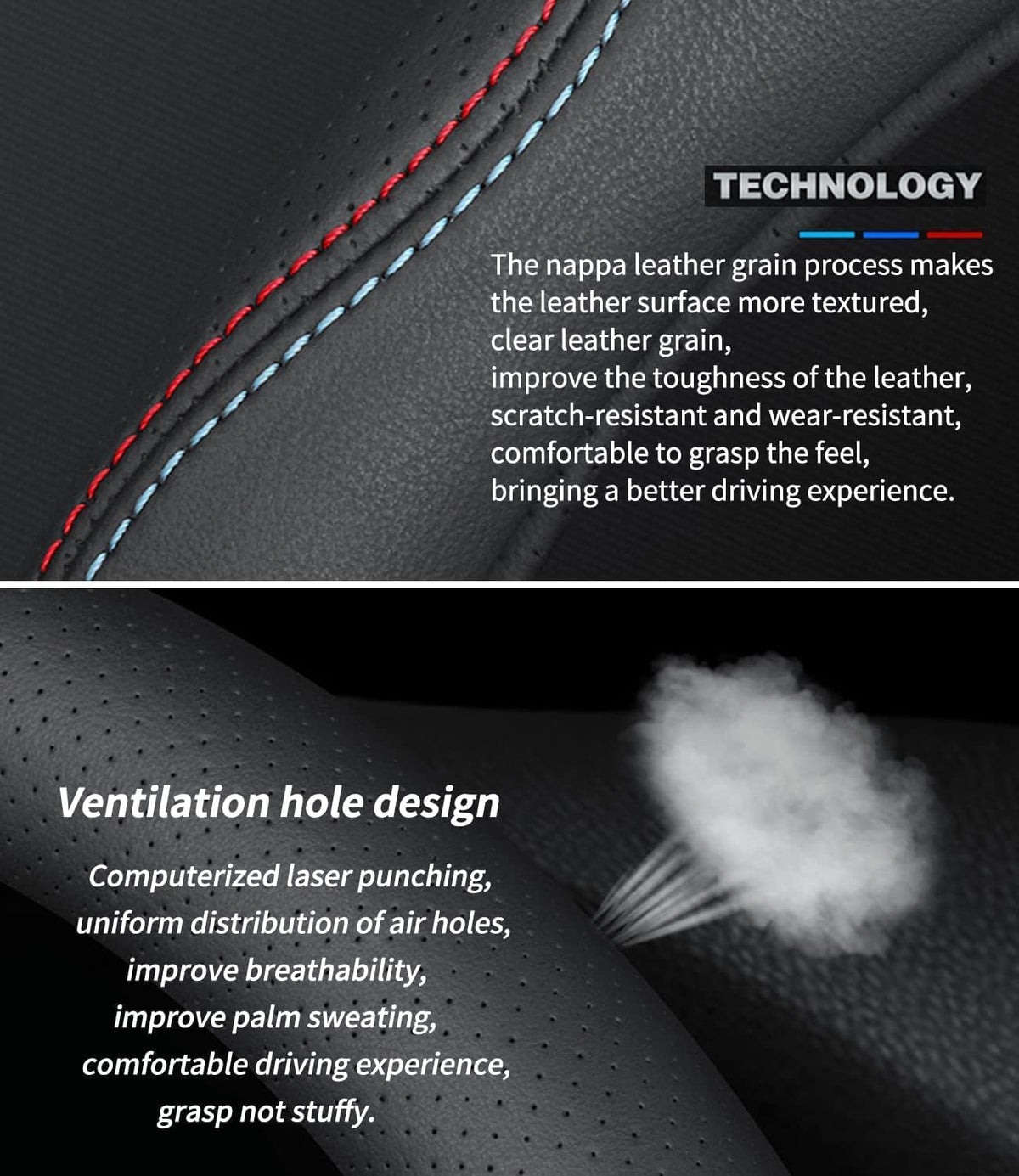 2025 Nappa Leather Car Steering Wheel Cover for BMW
