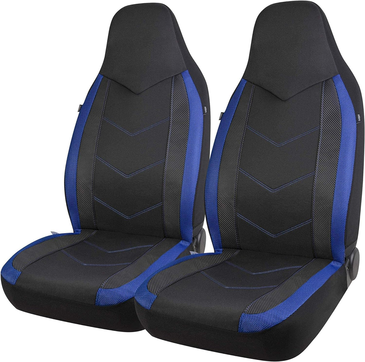 PIC AUTO High Back Front Car Seat Covers - Sports Carbon Fiber Mesh Design, Two Front Set, Airbag Compatible, Universal Fit for Most Cars (Orange)