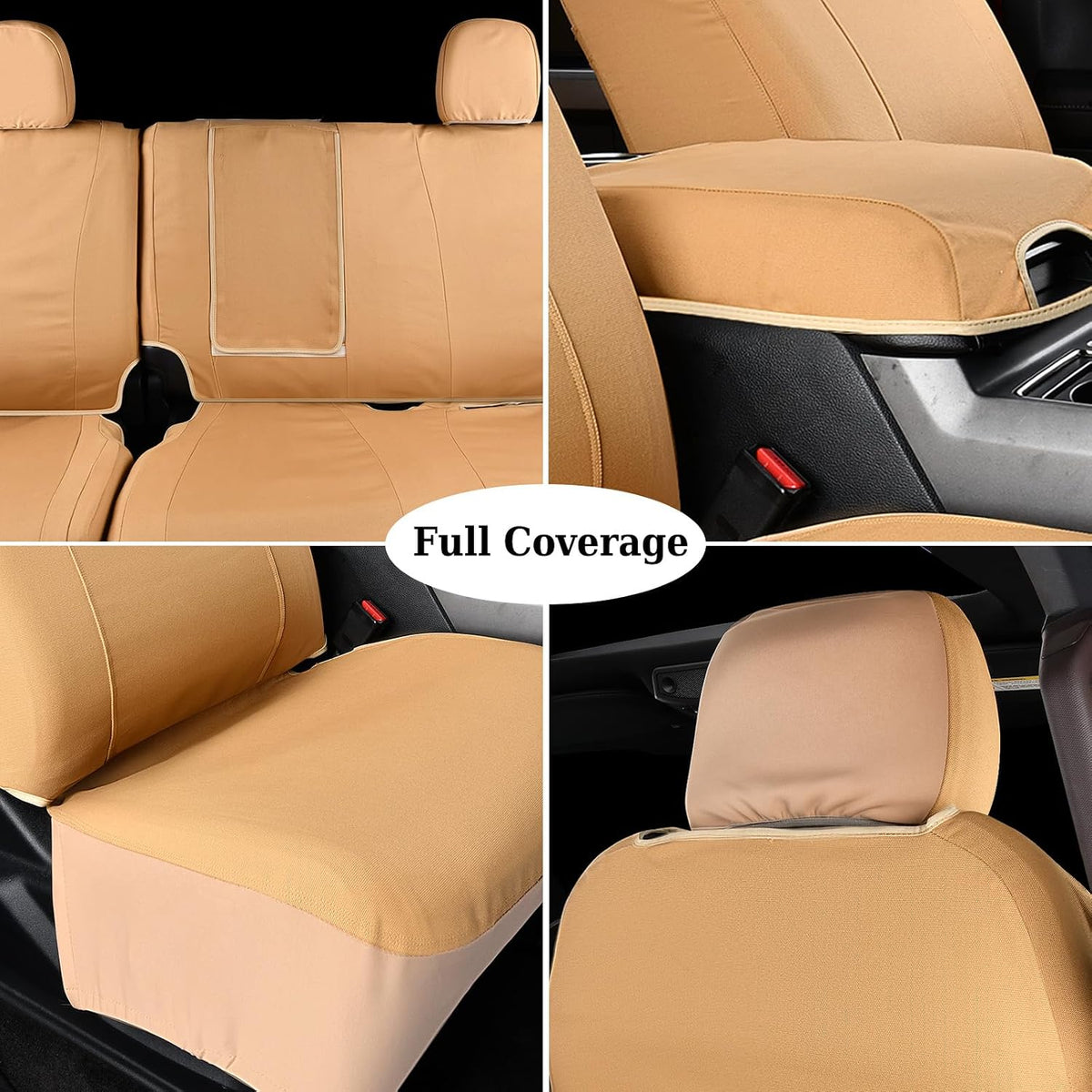 Coverado Rear Car Seat Covers, Waterproof Canvas Seat Protector for Car Seat Cushions for Kids & Dogs, Seat Covers Compatible with 2015-2026 Ford F150 & 2017-2026 Ford F250 F350 F450(Yellow, 2PCS)