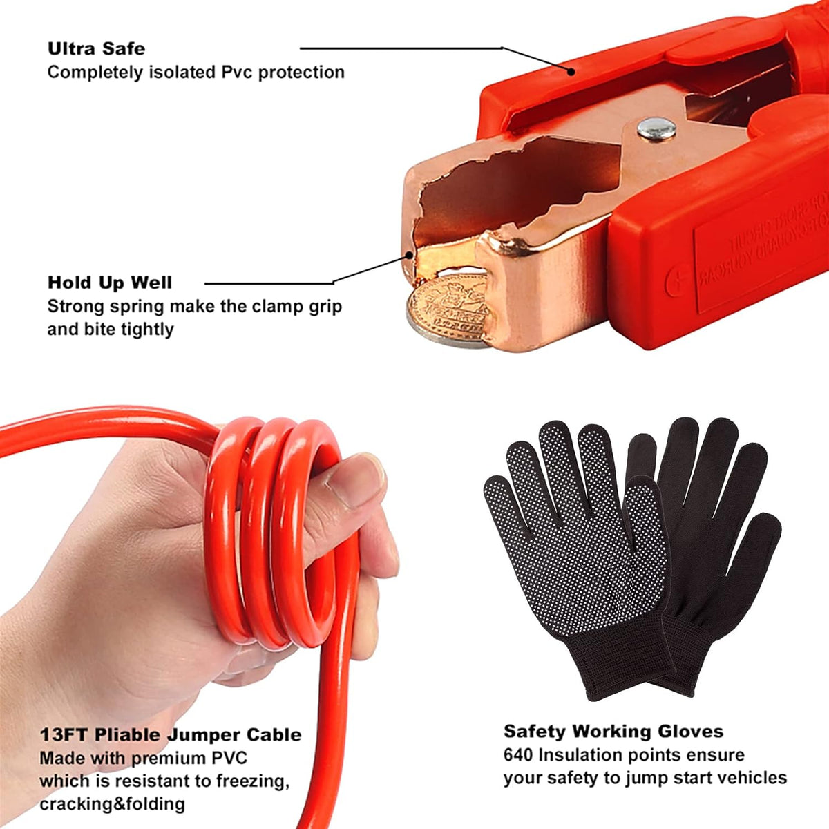 Emergency Car Kit with Jumper Cables & Snow Shovel, Winter Roadside Assistance Safety Kit for Cars, Trucks, SUVs and RVs
