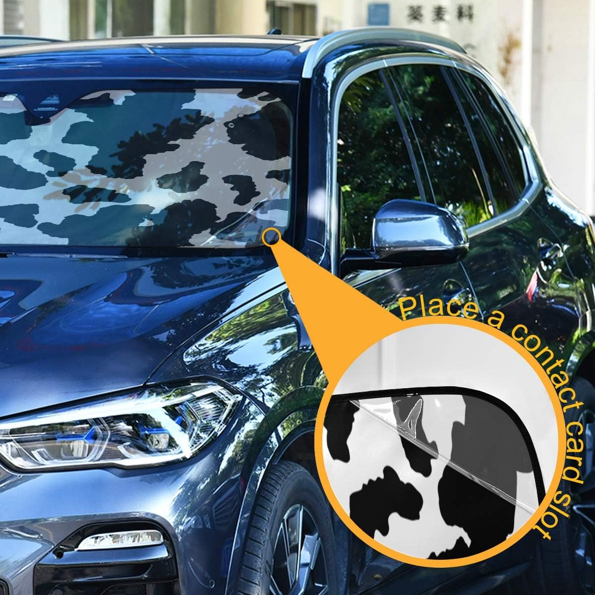 Qilmy Foldable Car Windshield Sun Shade,Funny Cow Visor Protector for Blocks UV Rays and Keep Vehicle Cool -Vehicle Cooler-SUV Truck