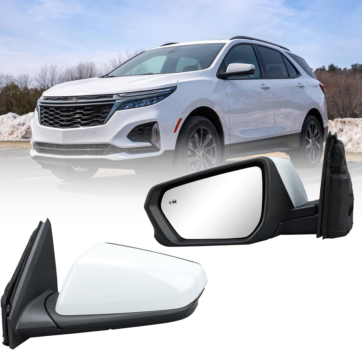 Driver Side Mirror for 2018-2024 Chevy Equinox GMC Terrain 8Pins(White)