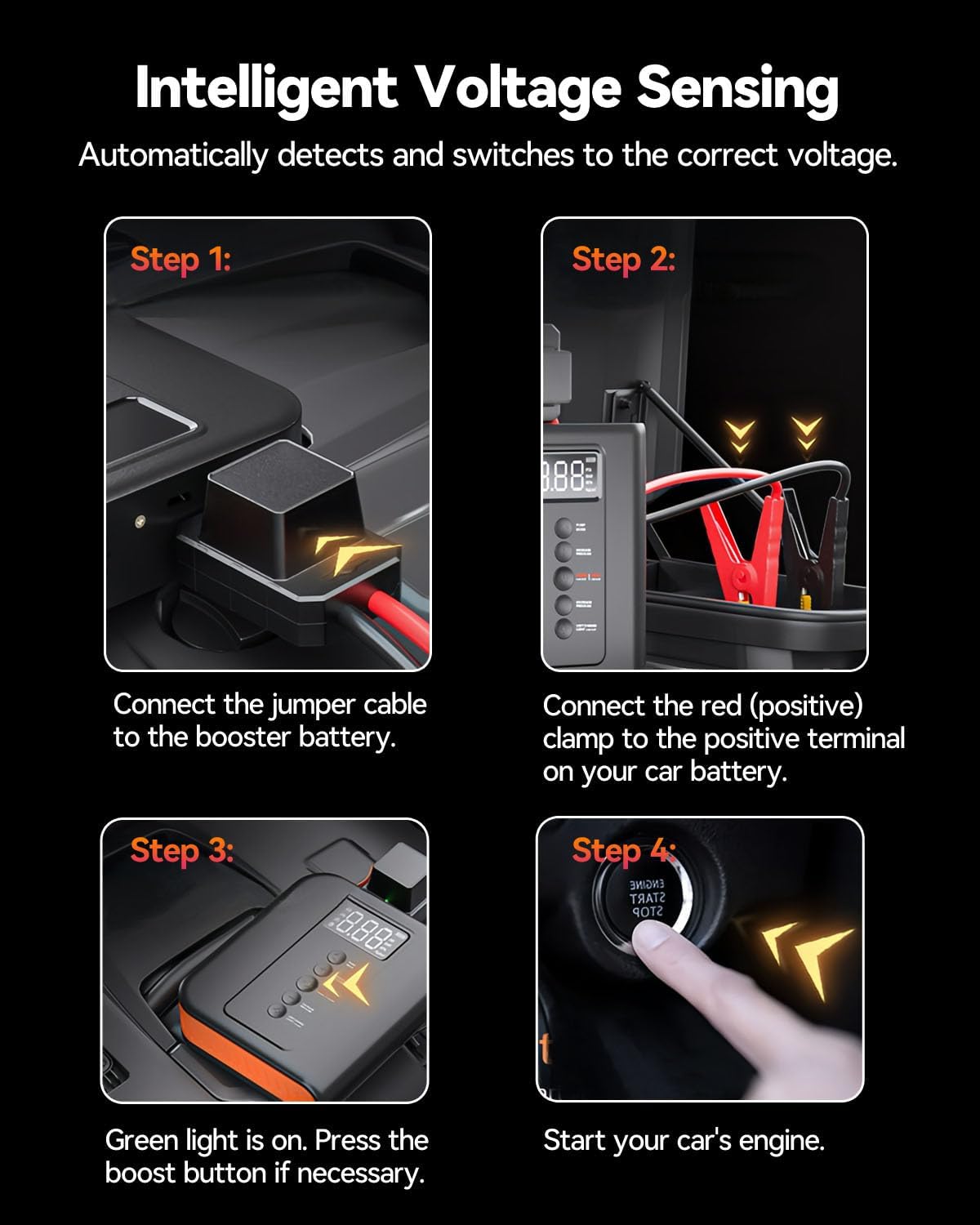 10000 amp Jump Starter with Air Compressor for Car, Battery Portable Power Pack 150PSI Tire Inflotor, USB Charge, LED Light, for All Gas and Up to 8L Diesel Engines Jumper Box