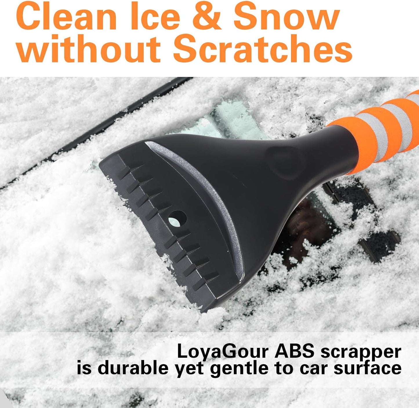 Snow Brush and Ice Scraper for Car Windshield,26.4" Window Scraper Deicer for Car SUV and Truck,Ice Scrapers and Brushes 2 in 1,Winter Car Automotive Exterior Accessories(1Pack Orange)
