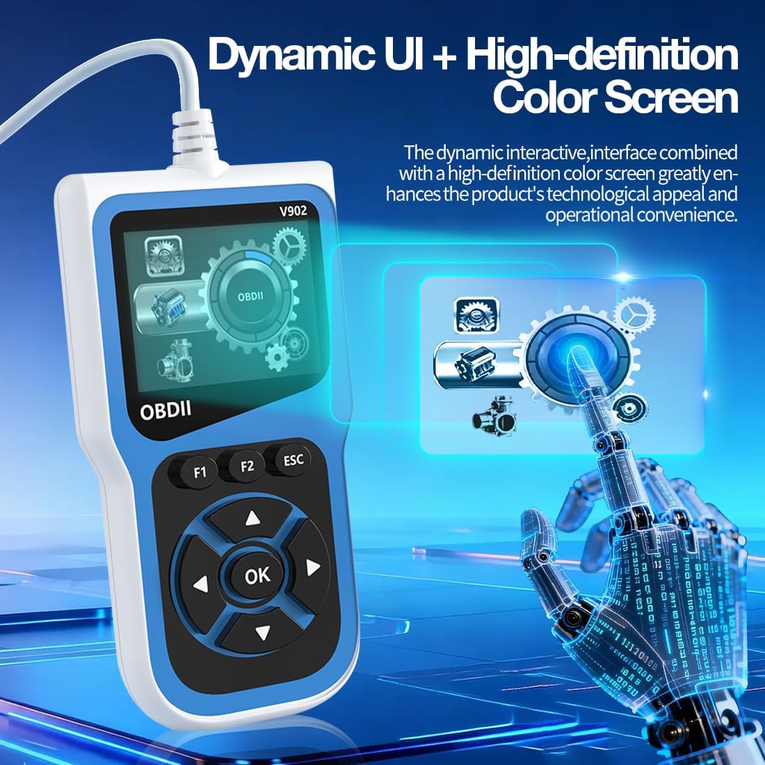 V902 OBD2 Scanner with AI Diagnostic Report, Car Code Reader, 2.8" HD Color Screen, 10 Full Diagnostic Modes, Read/Clear Fault Codes, Compatible with All 1996+ Cars, Trucks, SUVs, RVs