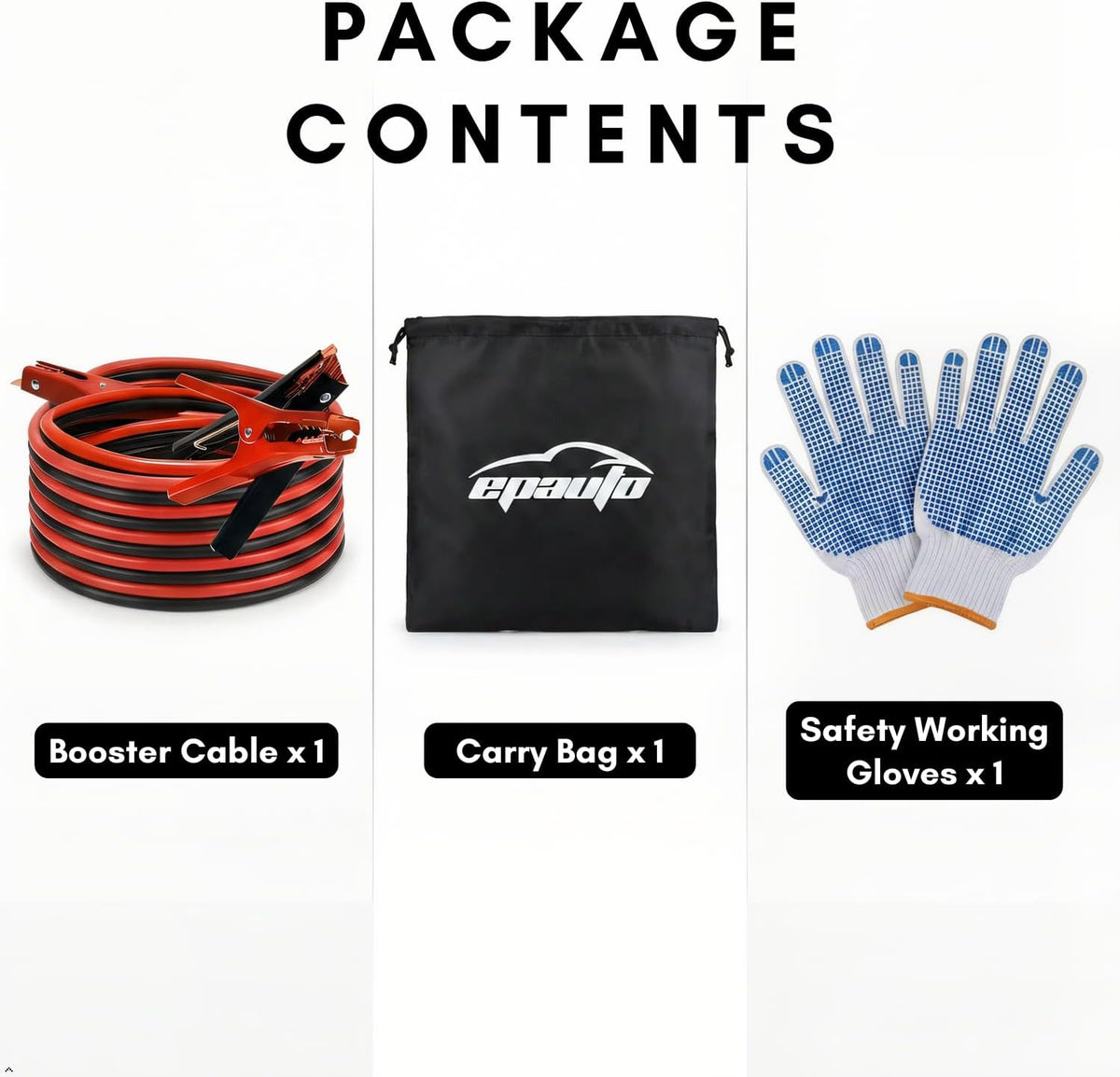 EPAuto 4 Gauge x 20 Ft Heavy Duty Jumper Cables Emergency Boost Kit Car/SUV