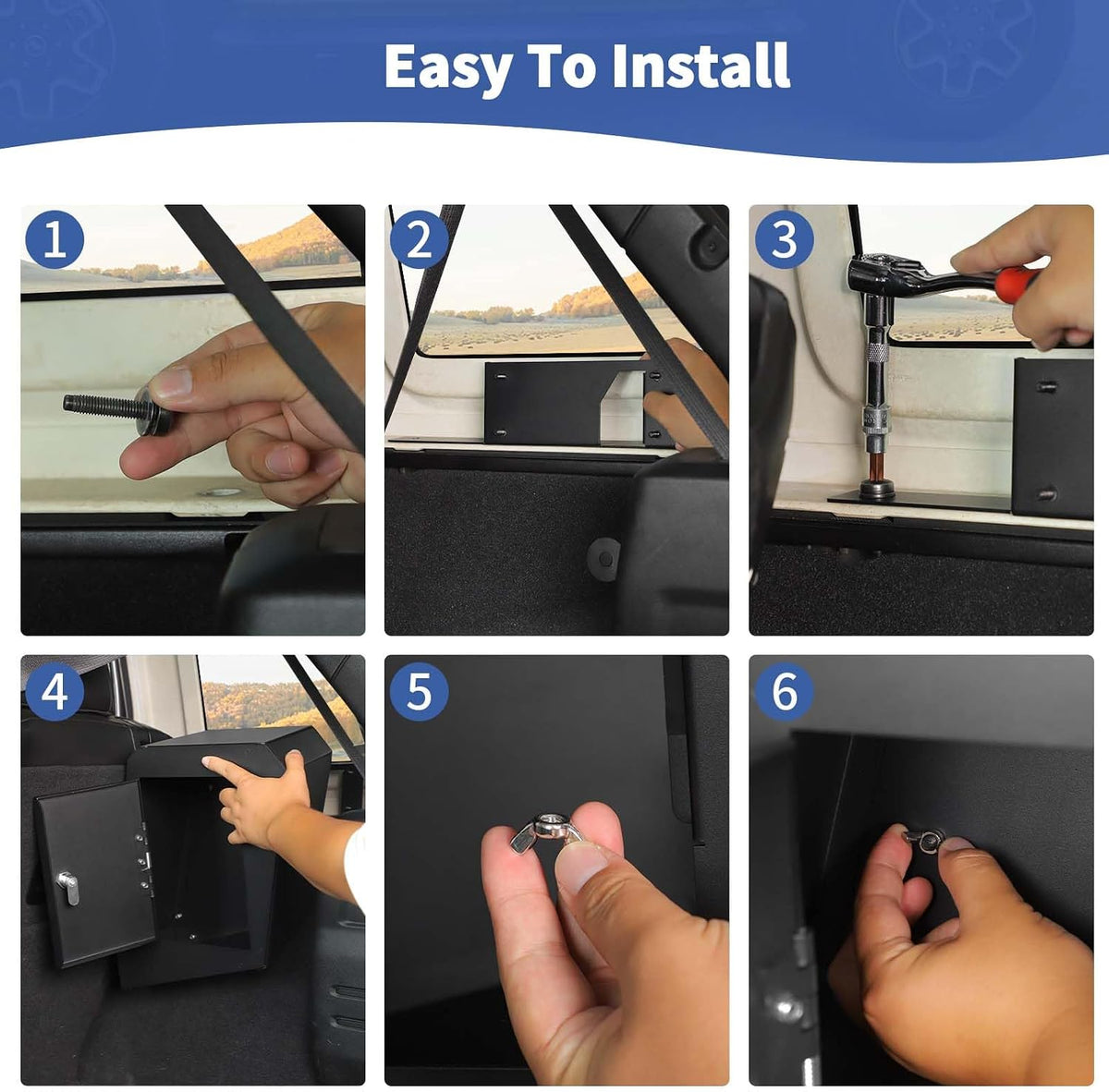 for Jeep JLU Right Side Trunk Safe Box with Security Lock for Jeep Wrangler JLU 2018-2023 4DR without Trunk Speaker Black Metal Storage Accessories