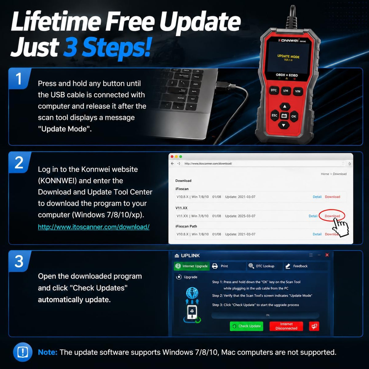 KONNWEI KW340 Upgraded OBD2 Scanner Diagnostic Tool, for Check Engine Light