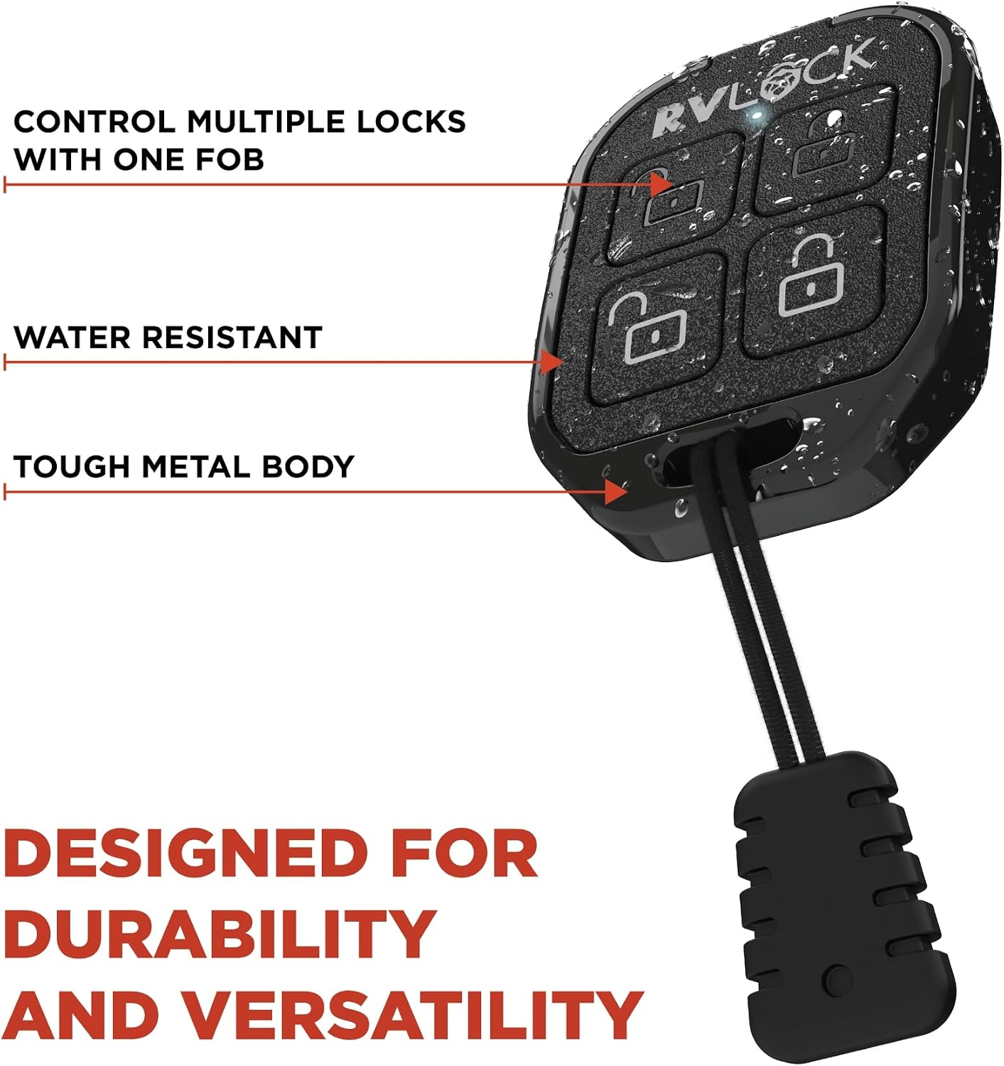 RV Remote 4-Button Key Fob for RVLock Keyless Handles, Wireless Fob Transmitter