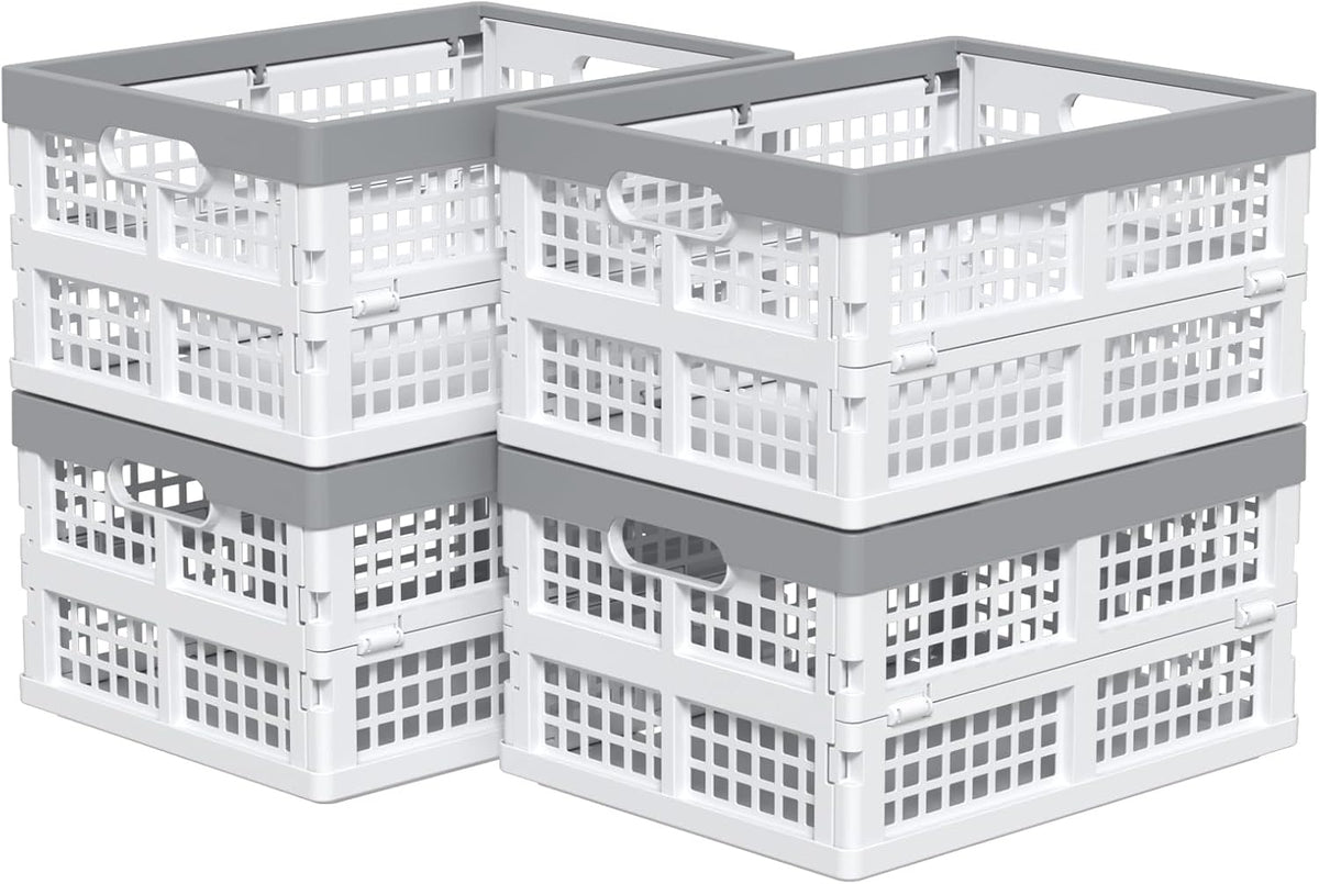 4 Packs 15 Liter Collapsible Milk Crates, Storage Bin/Container