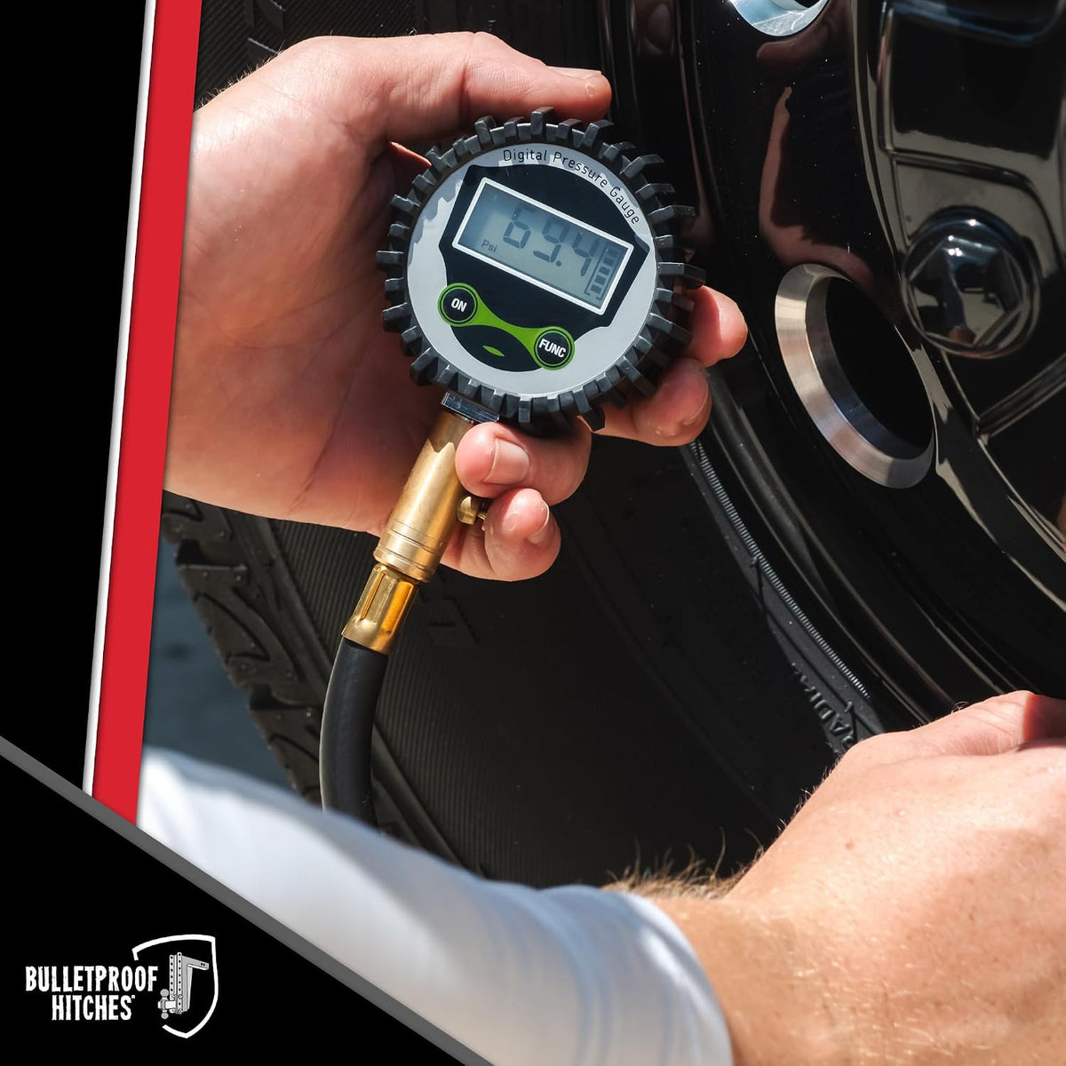 Bulletproof Digital Tire Pressure Gauge 0-200 PSI, Heavy Duty with Reinforced Rubber Hose, LCD Display, Bleed Valve | AAA Batteries Included - for Trucks, RVs, ATVs, Trailers and More