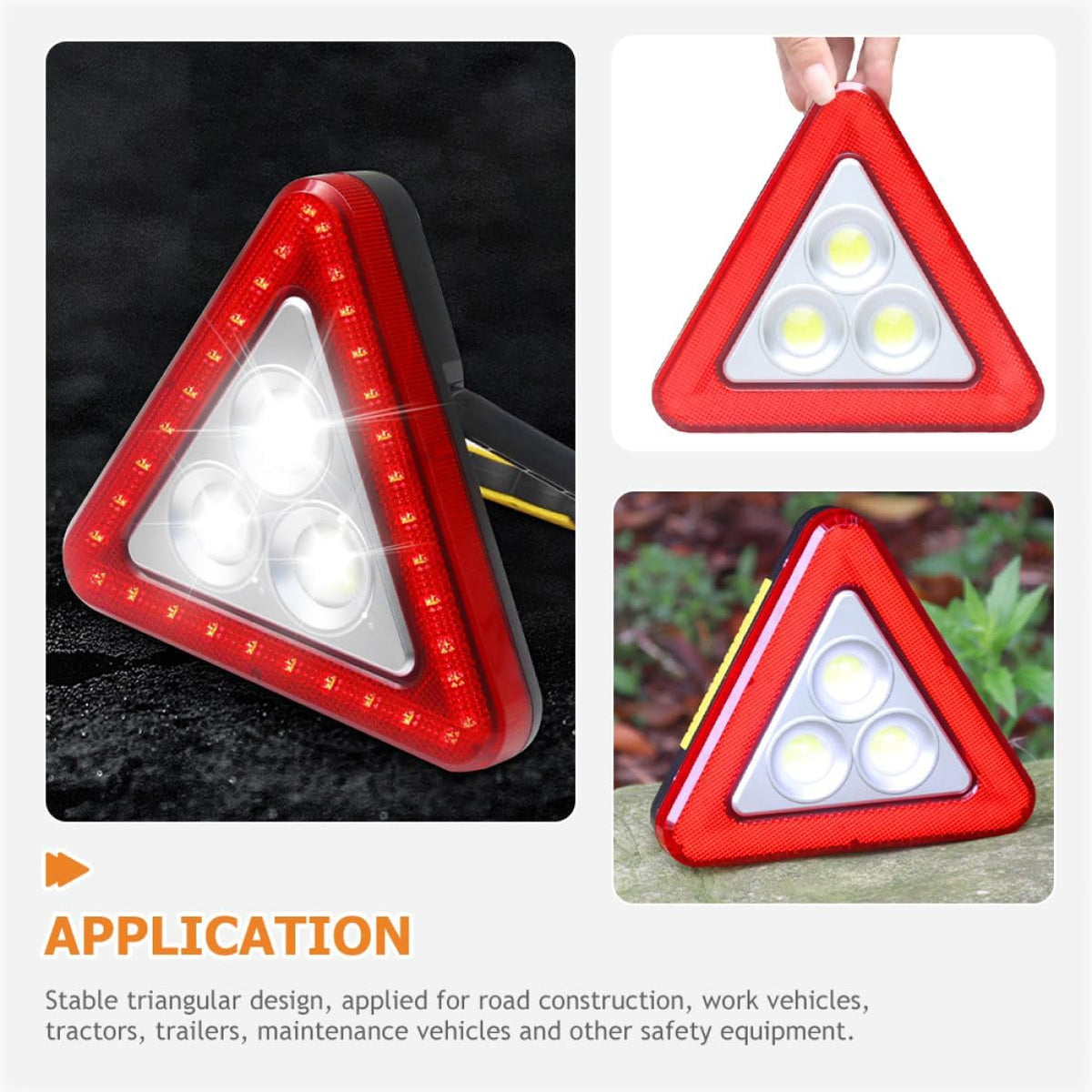 Led Warning Triangle with Bright Reflective Design Emergency Car Signal Sign for Roadside Assistance Lightweight Durable Battery Operated Batteries Not Included