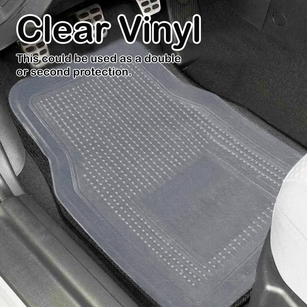 Vaygway All Weather Floor Mats-Universal 4 Piece Car Interior- Rubber Clear Car Plastic Rug-Blue-Tinged Weather Protection Mats