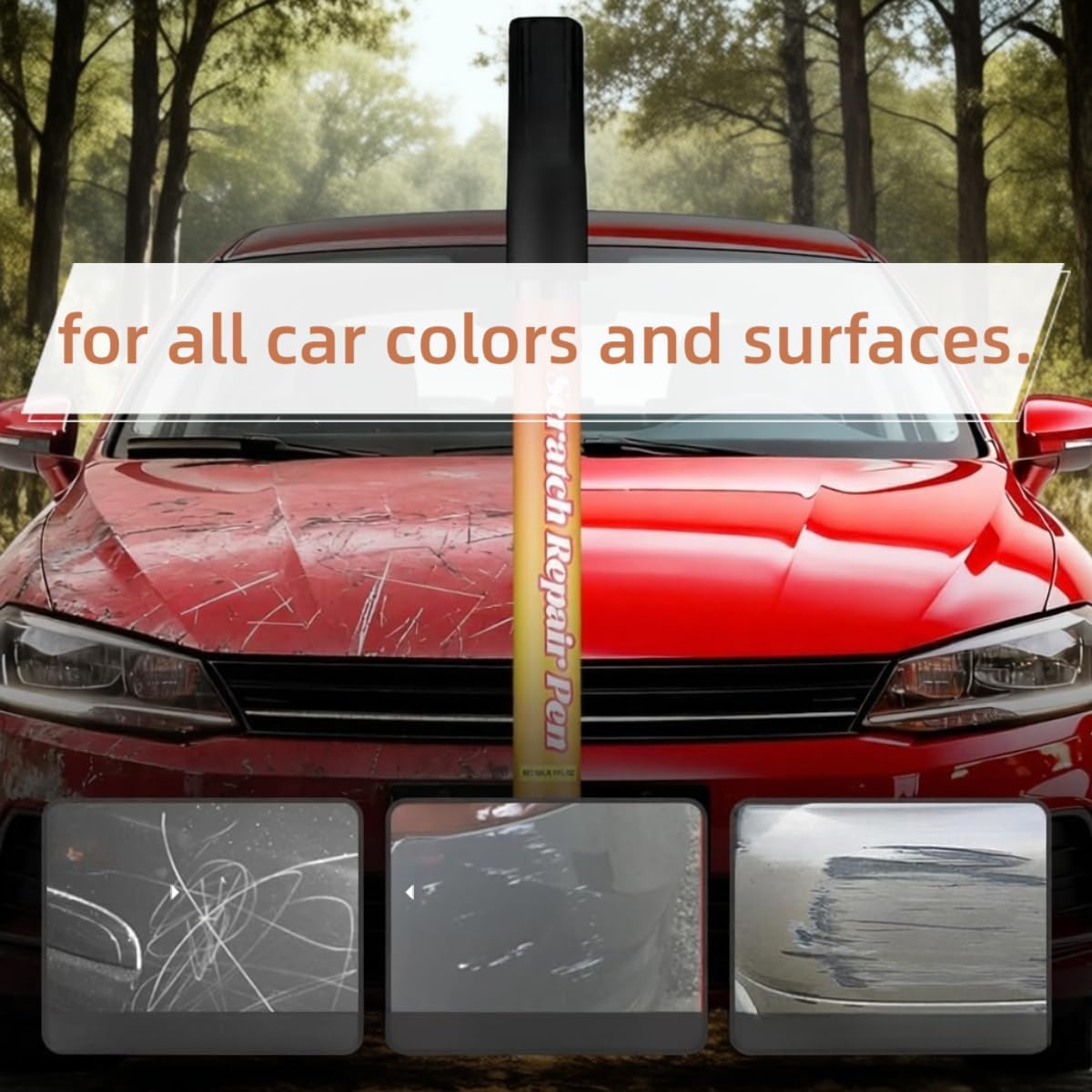 (2PC) Weatherproof Magic Car Scratch Removal Pen & Auto Paint Repair Brush Kit - Clear Fix Touch Up Paint for All Car Colors, Professional Scratch Remover for Vehicles