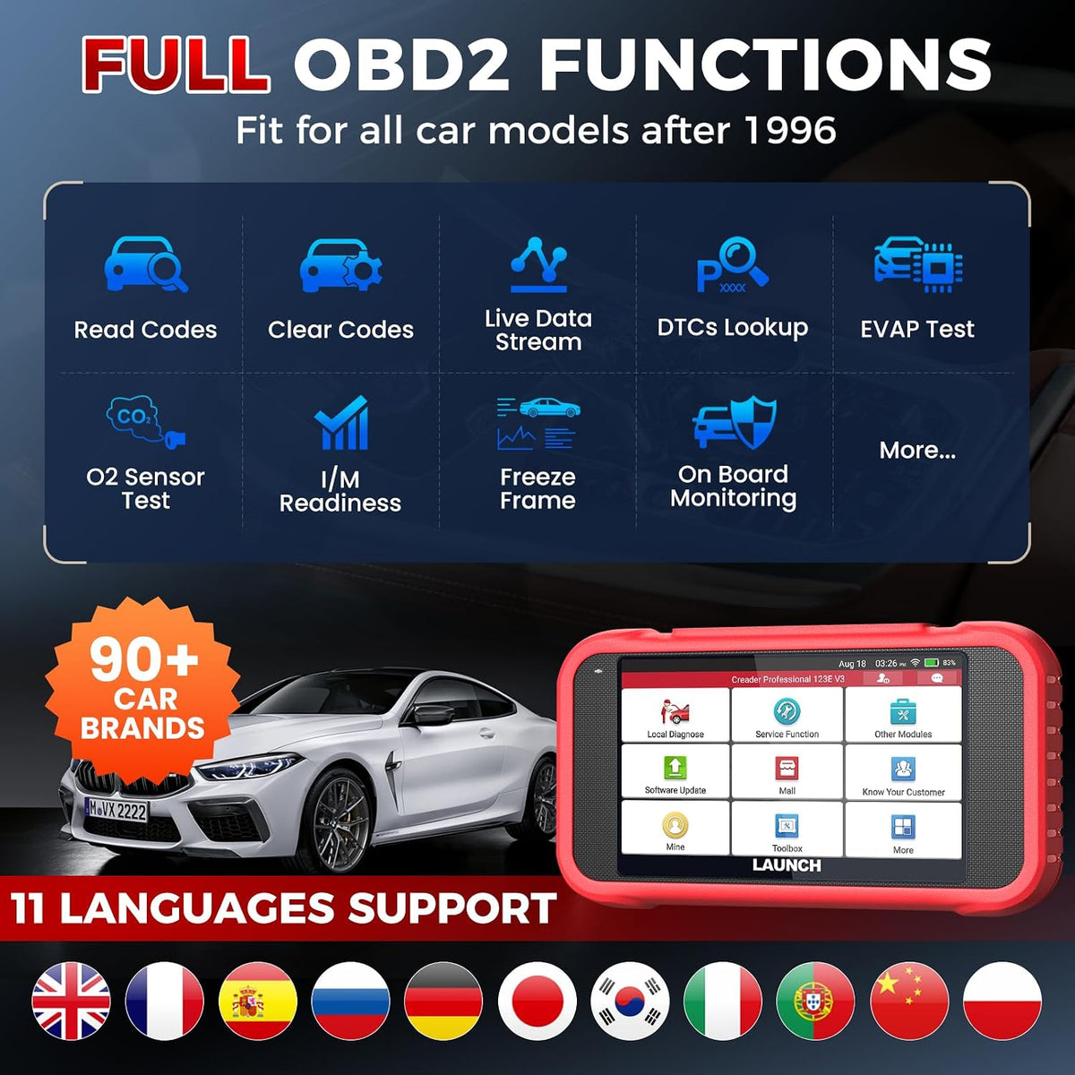 2026 Upgraded LAUNCH OBD2 Scanner CRP123E V2.0 Elite, Lifetime Updates
