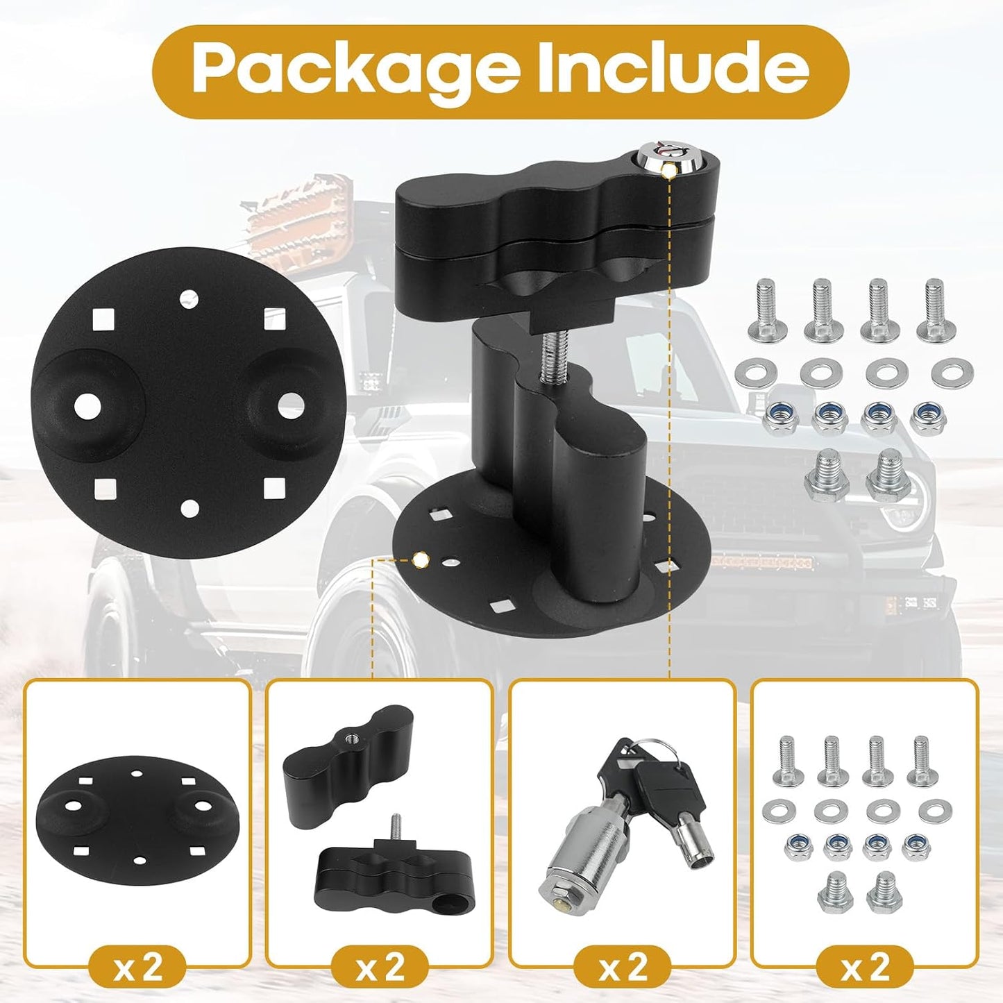 RX-LOX-PM Pack Mount with Keys Locking 2Pcs for Rotopax Gas Can | One-Key Dual Access, Tamper-Resistant Aluminum, for Overlanding & Camping, Fits Rotopax Fuel/Water Packs, Quick-Mount Design