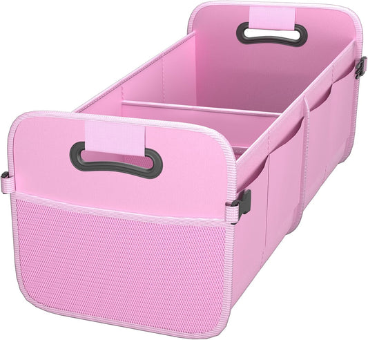 Sposuit Trunk Organizer for Car - 70L Collapsible Car Storage with 11 Pockets & Reinforced Handles, SUV Trunk Organizers for Grocery Cargo(Pink)