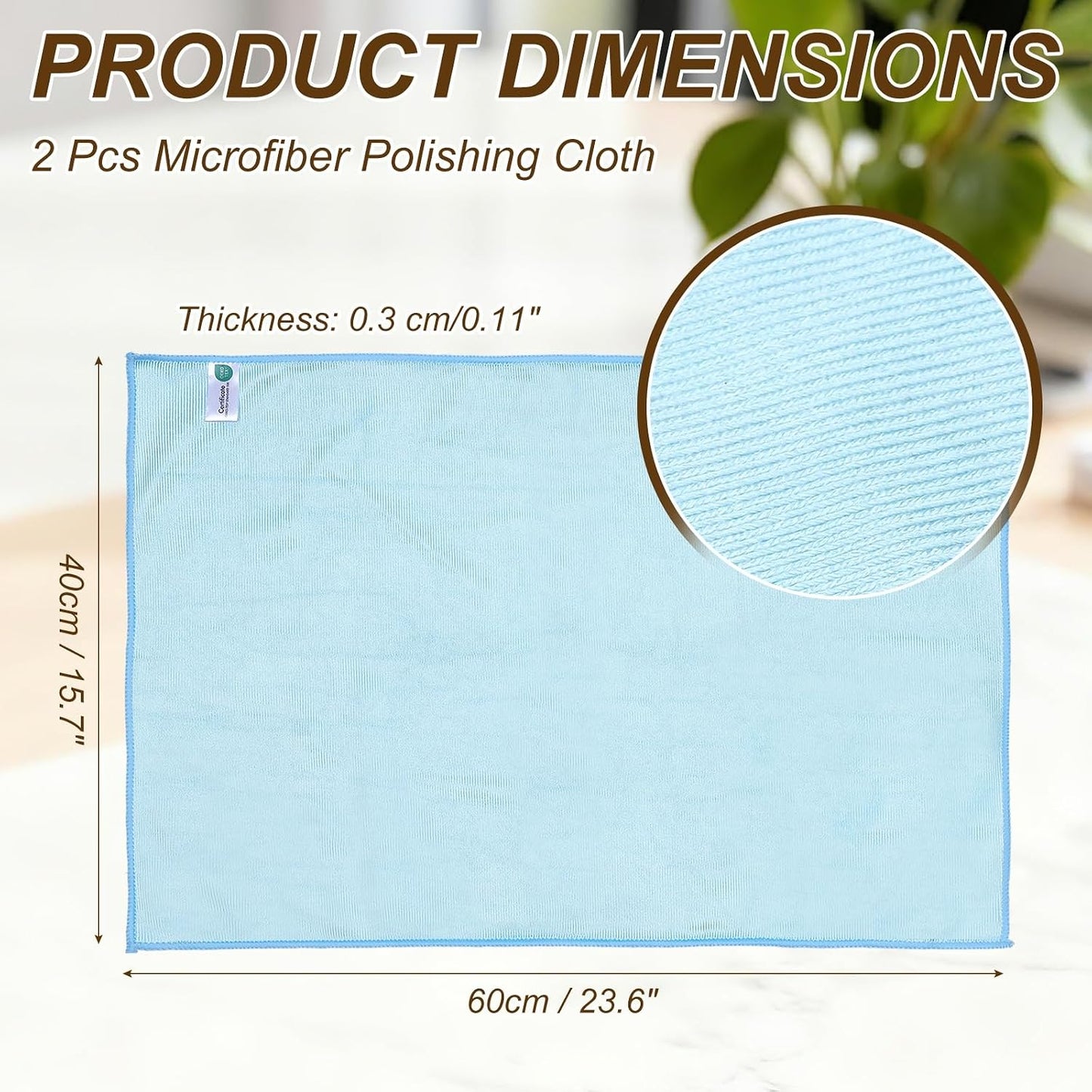 uxcell 2Pcs Glass Polishing Cloth, 23.6x15.7 Microfiber Cleaning Cloths Lint & Streak Free Quickly Drying Towels for Glassware, Cars, Glasses, Phone Screens, Sunglasses, Blue