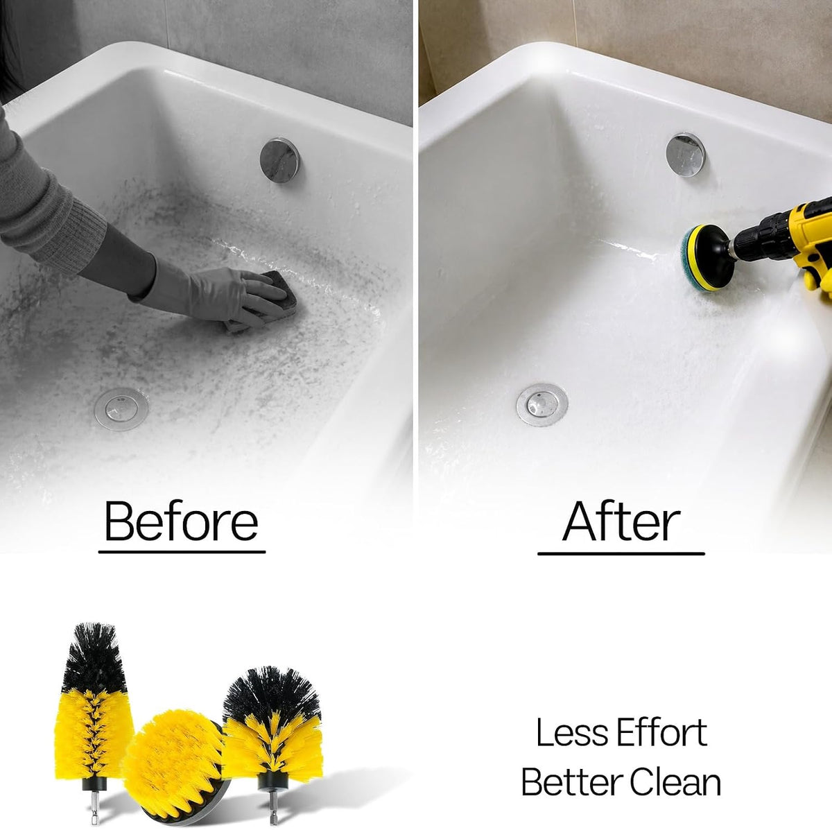 Drill Brush Cleaning Solution Kit - 7 Brushes + 1 Scrub Pad, Power Scrubber for Bathroom, Kitchen, Tiles & Car Cleaning