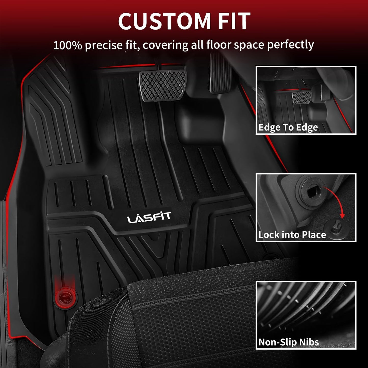 LASFIT Floor Mats and Cargo Liner for Honda CR-V 2026 2025 2024 2023 (Gasoline & Hybrid & e:FCEV), All Weather TPE Car Trunk Mat (Upper Position), 1st & 2nd Row & Trunk Liner Full Set Black