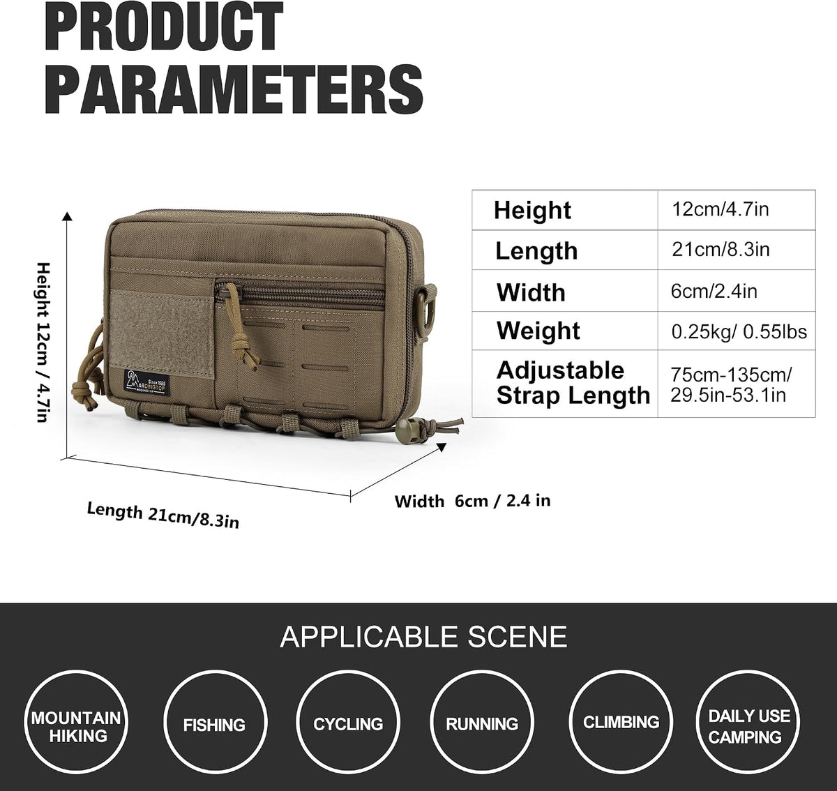 Mardingtop 600D/Cordura Tactical Molle Utility Pouch, Small Military Admin EDC Tool Organizer Bag